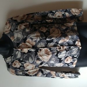 Talbots Floral Merino Wool Button-up Sweater